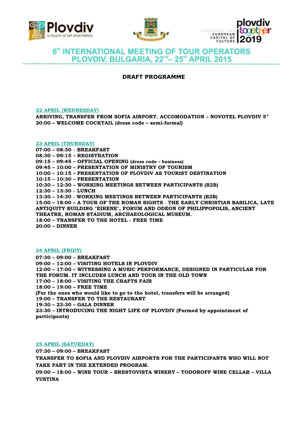 Draf Draft Programme