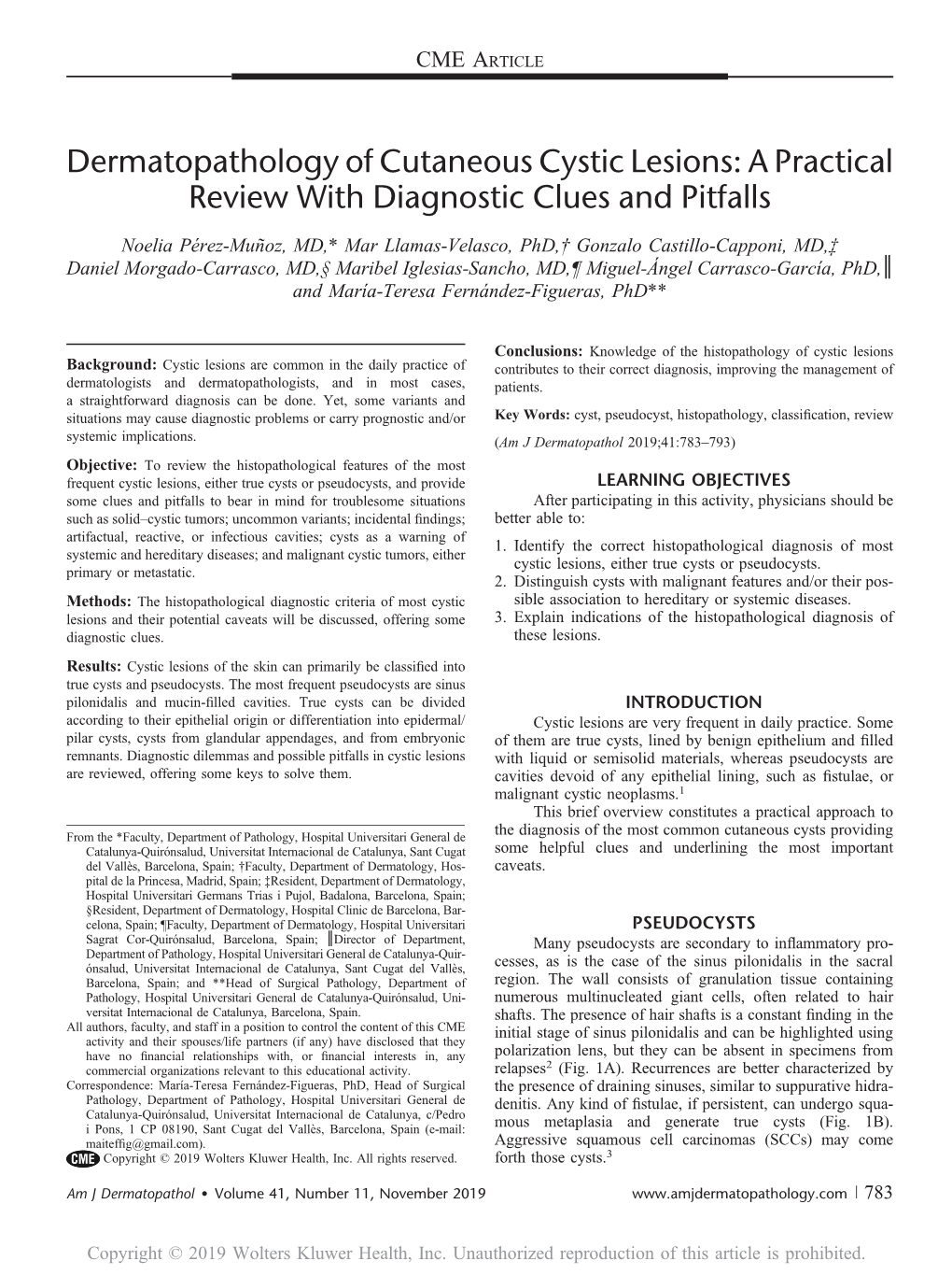 Dermatopathology of Cutaneous Cystic Lesions: a Practical Review with Diagnostic Clues and Pitfalls