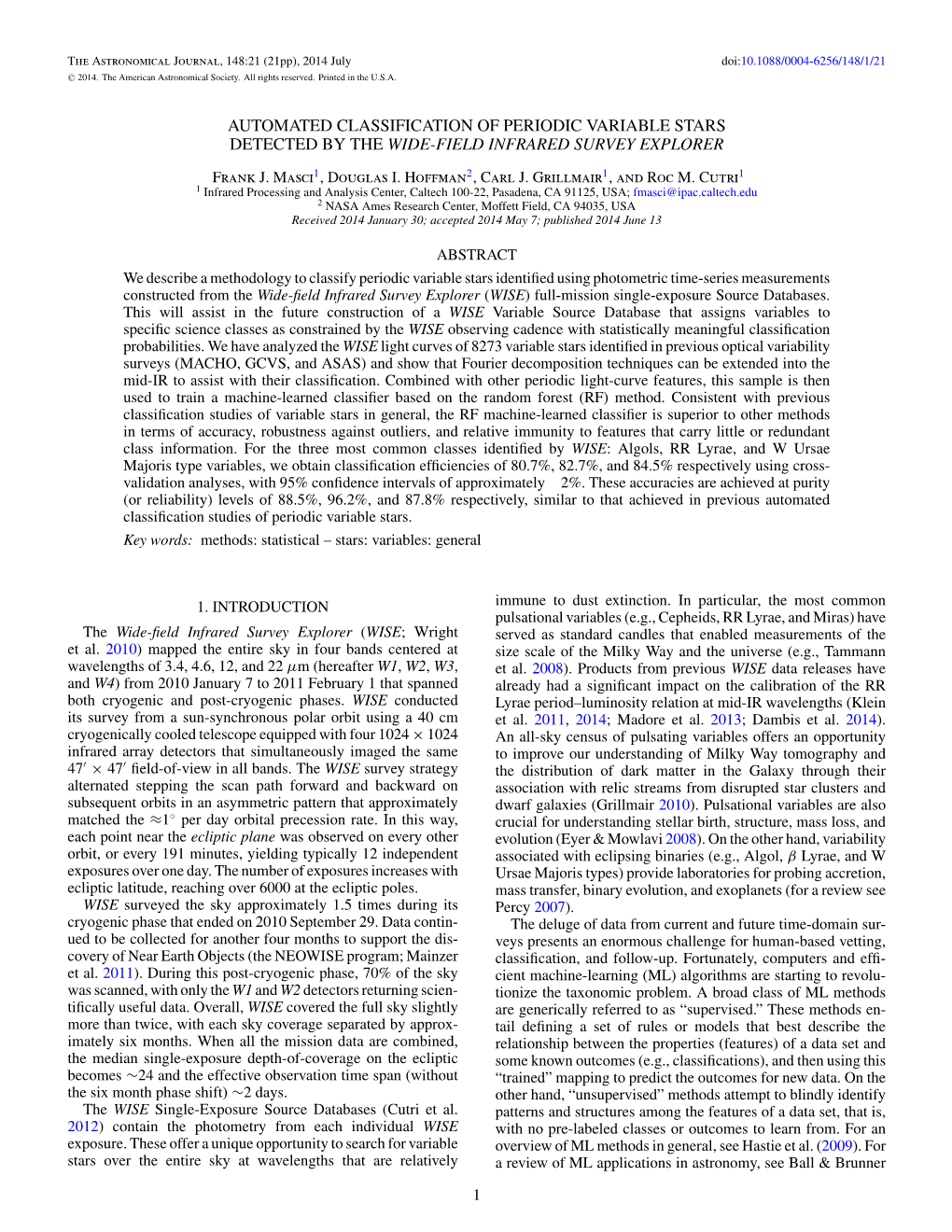 Automated Classification of Periodic Variable Stars Detected by the Wide-Field Infrared Survey Explorer