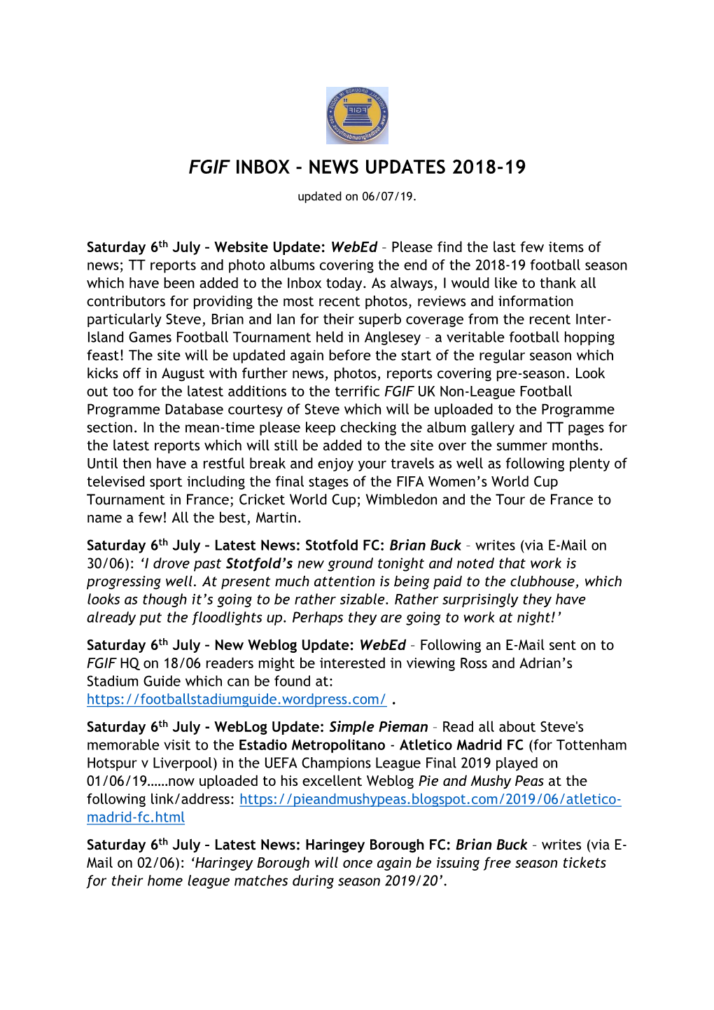 Fgif Inbox - News Updates 2018-19