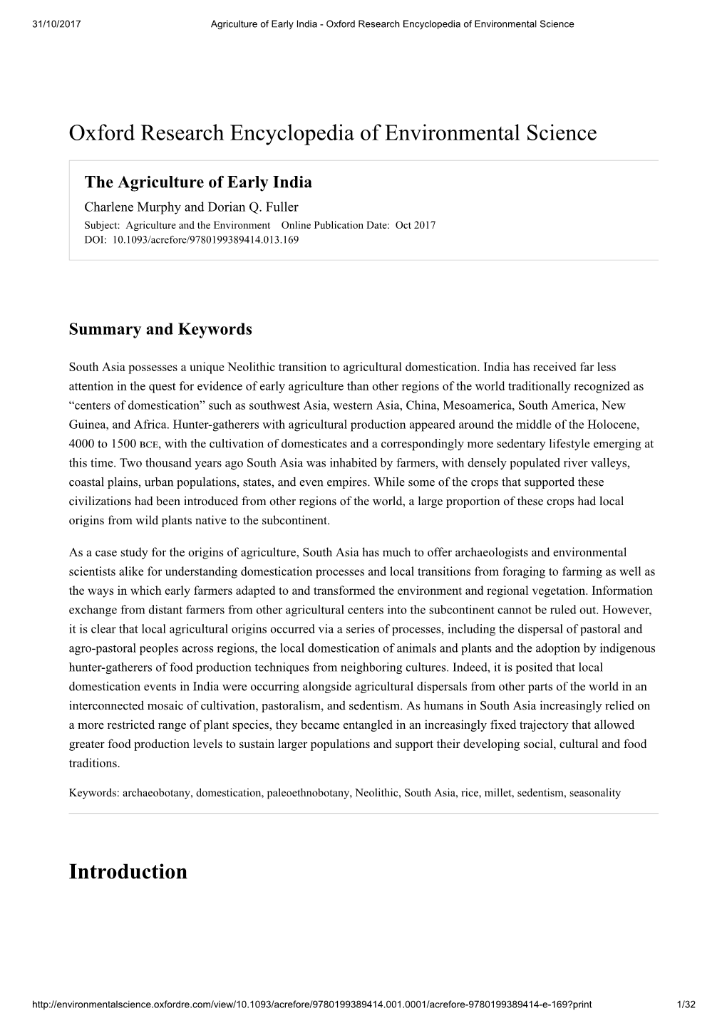 Oxford Research Encyclopedia of Environmental Science