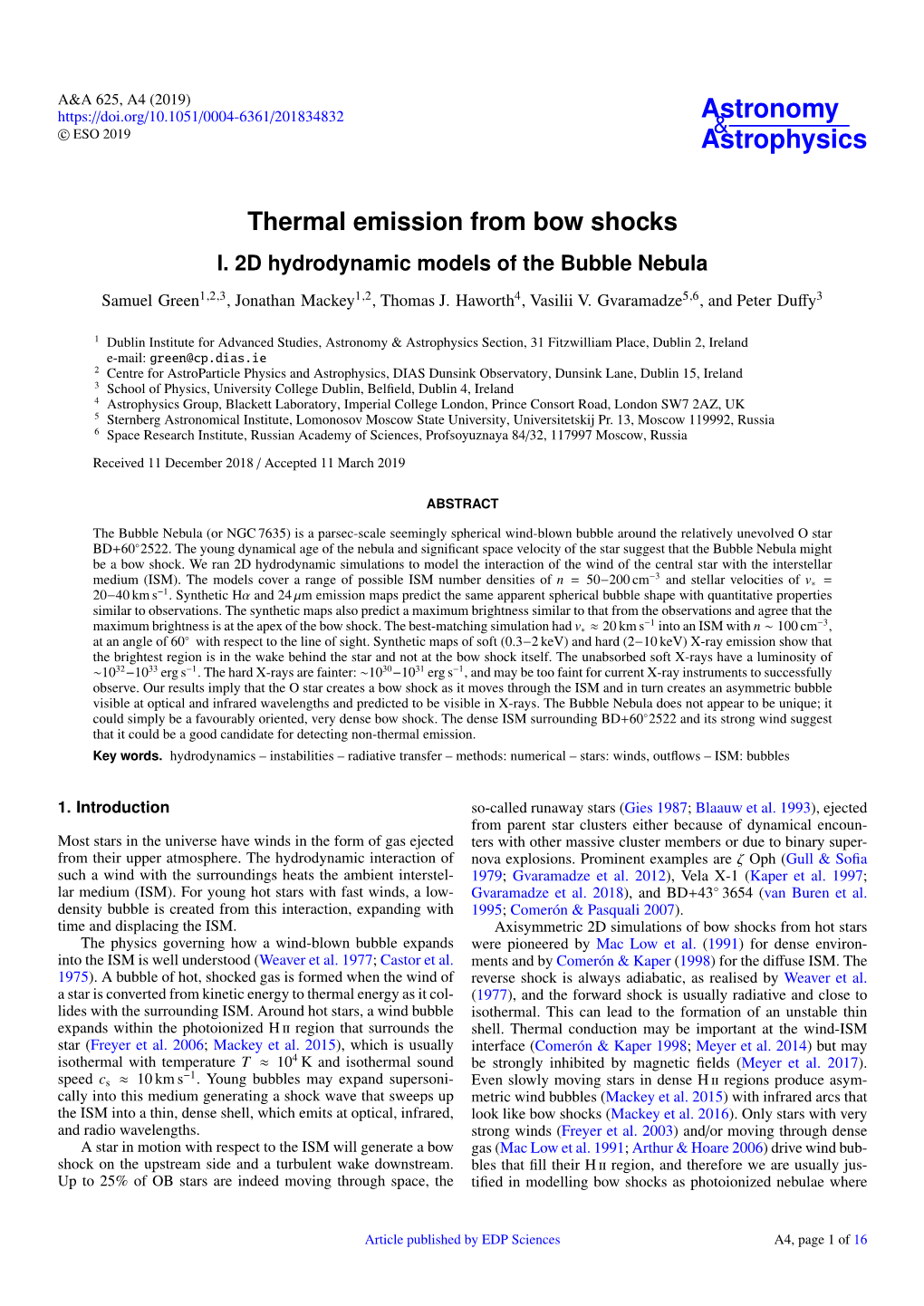 Thermal Emission from Bow Shocks I