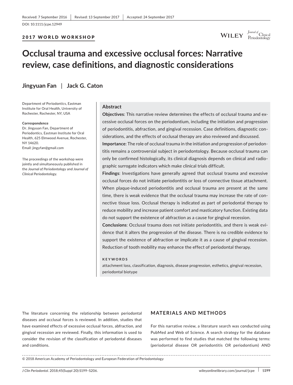Occlusal Trauma and Excessive Occlusal Forces: Narrative Review, Case Definitions, and Diagnostic Considerations