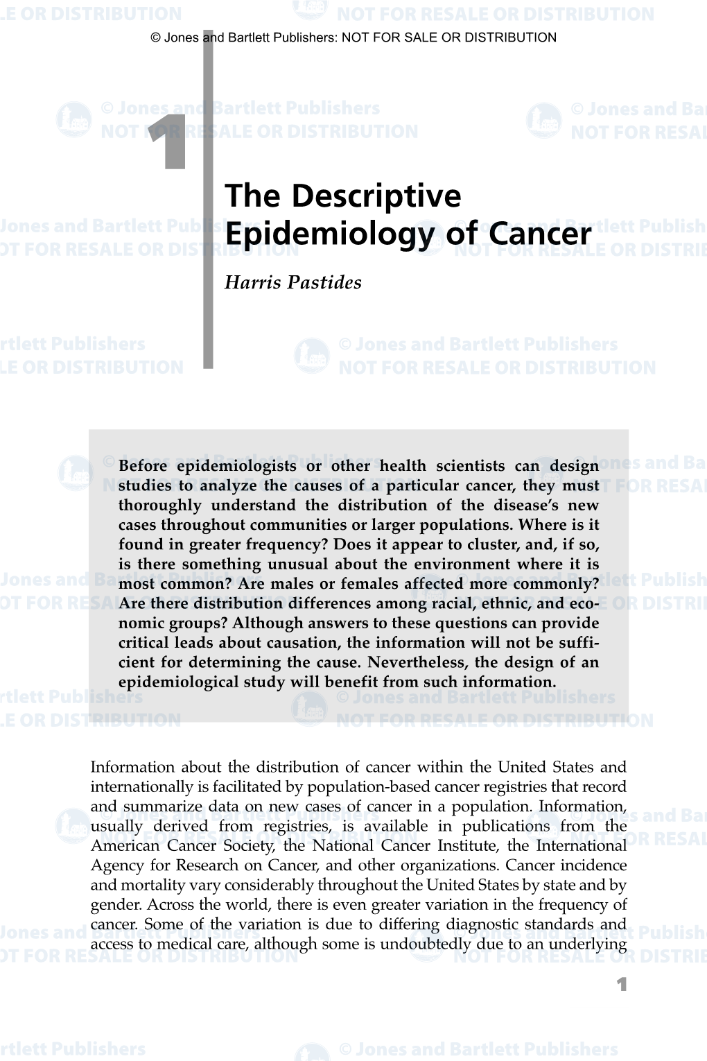 The Descriptive Epidemiology of Cancer