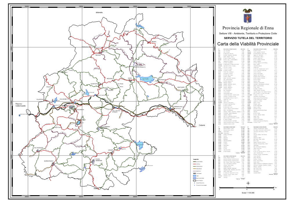 Provincia Regionale Di Enna Carta Della Viabilità Provinciale