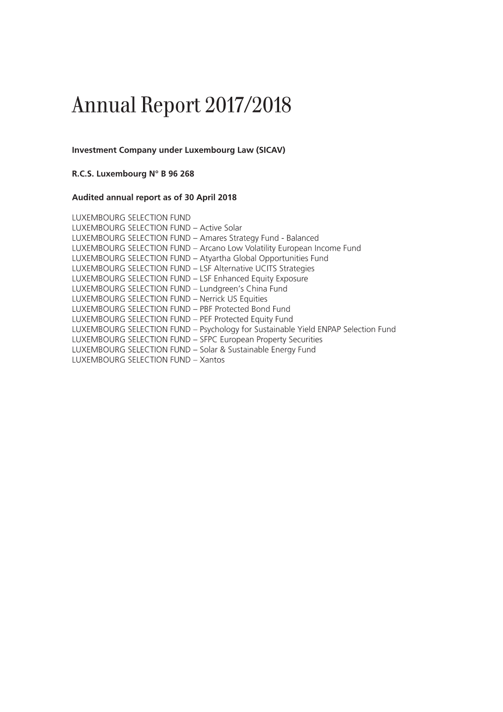 AR Luxembourg Selection Fund EN.Indd