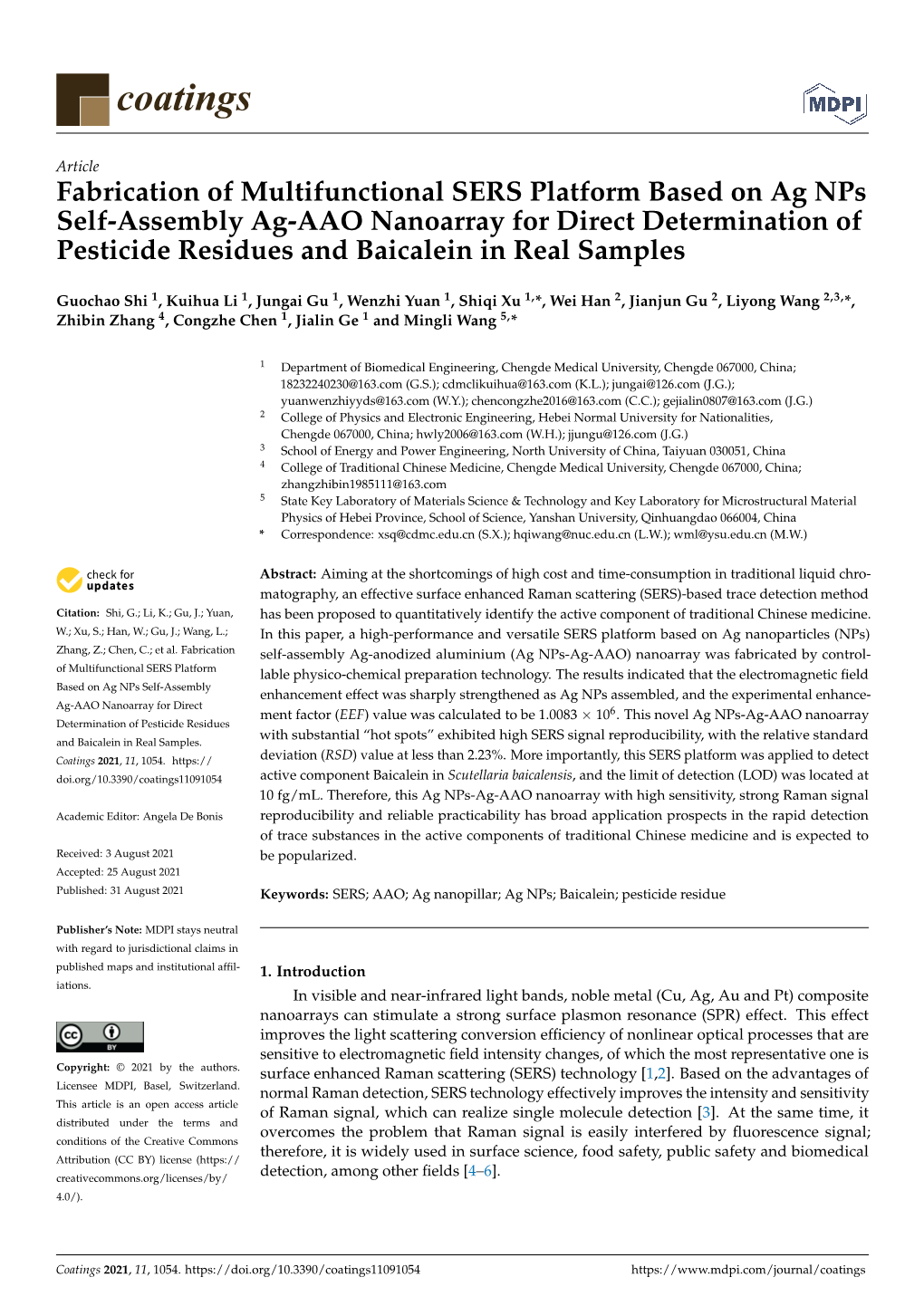 Fabrication of Multifunctional SERS Platform Based on Ag Nps Self