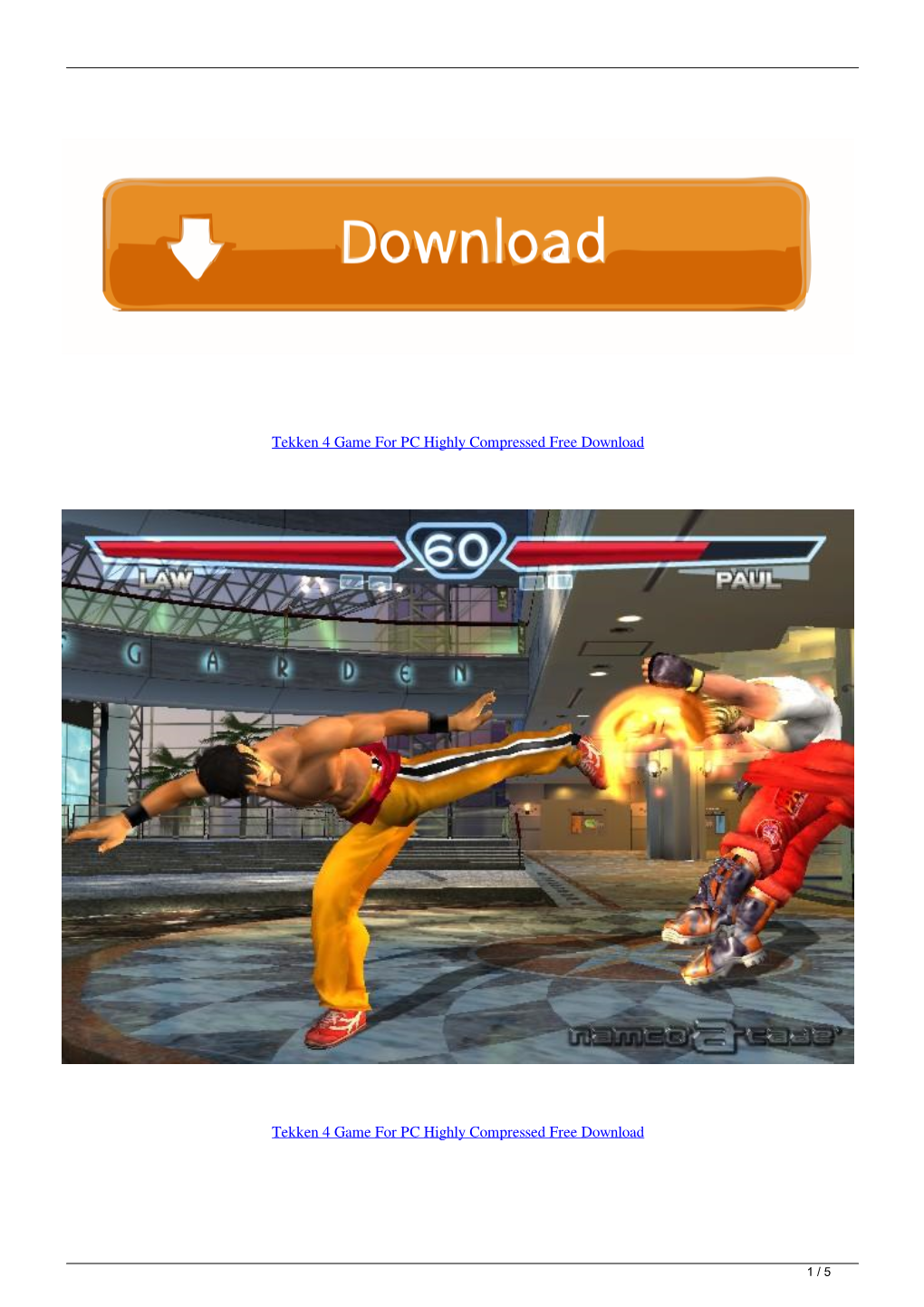 Tekken 4 Game for PC Highly Compressed Free Download