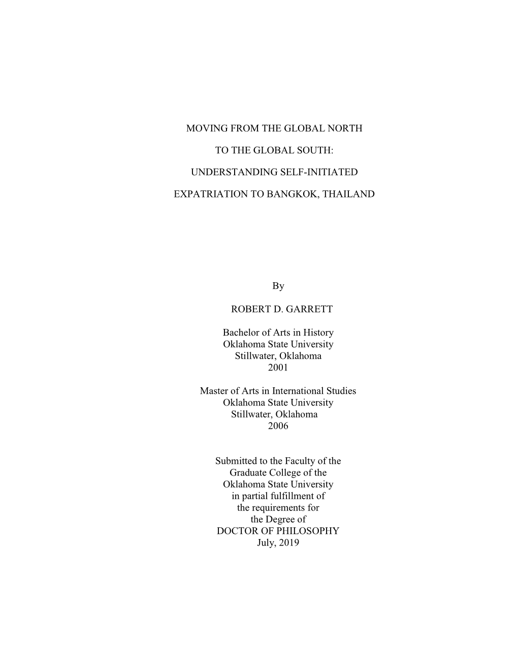 Moving from the Global North to the Global South: Understanding Self-Initiated Expatriation to Bangkok, Thailand