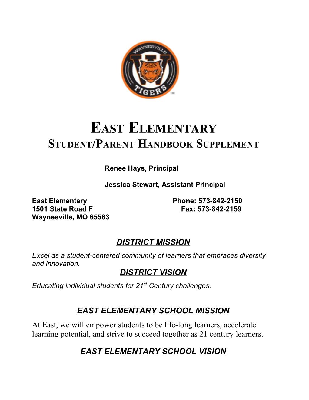 Student/Parent Handbook Supplement