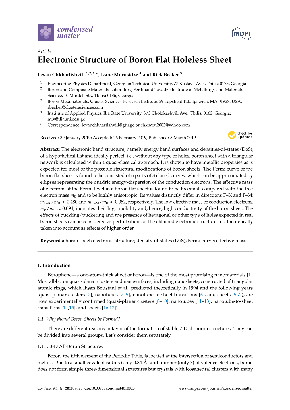 Electronic Structure of Boron Flat Holeless Sheet