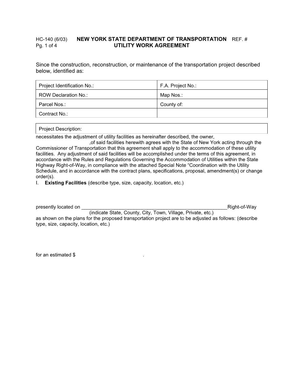 Hc-140 (6/03) New York State Department of Transportation Ref.