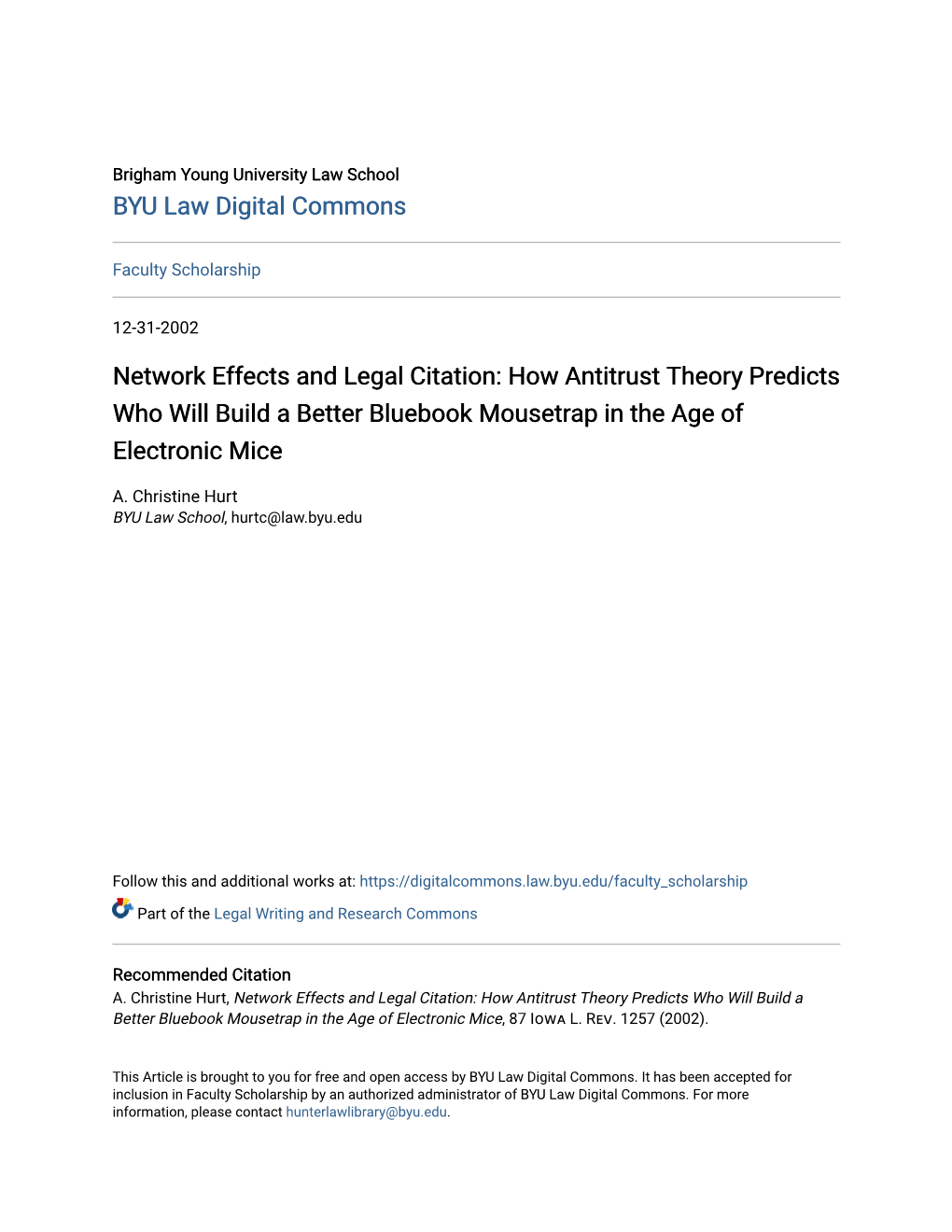 Network Effects and Legal Citation: How Antitrust Theory Predicts Who Will Build a Better Bluebook Mousetrap in the Age of Electronic Mice