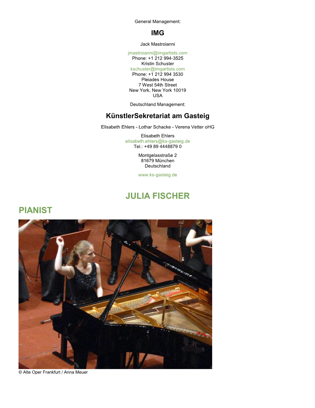 Julia Fischer Pianist