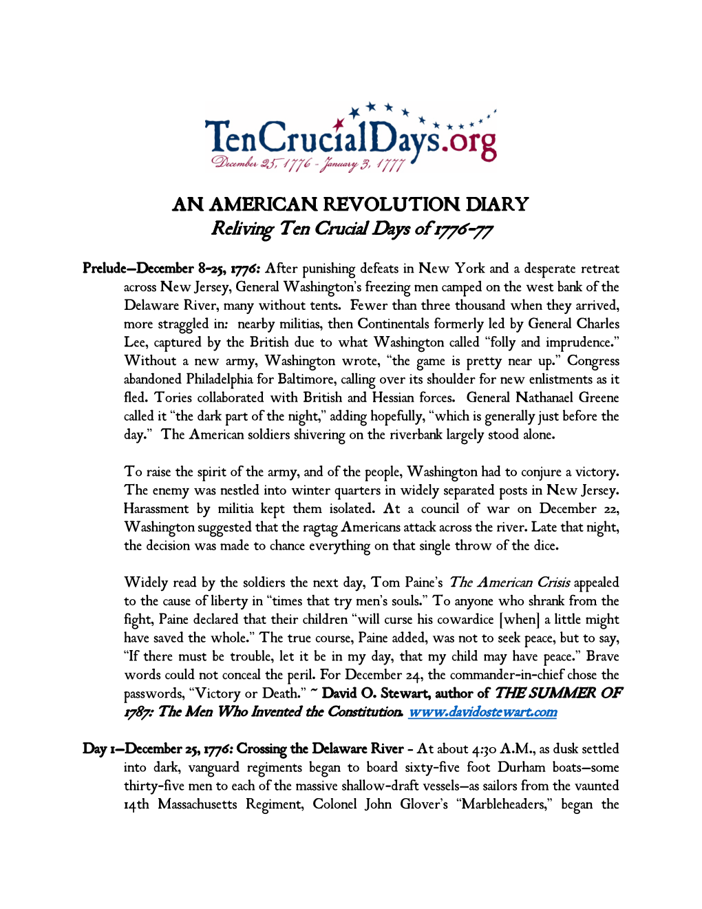 To Download the Ten Crucial Days: an American Diary, Click Here