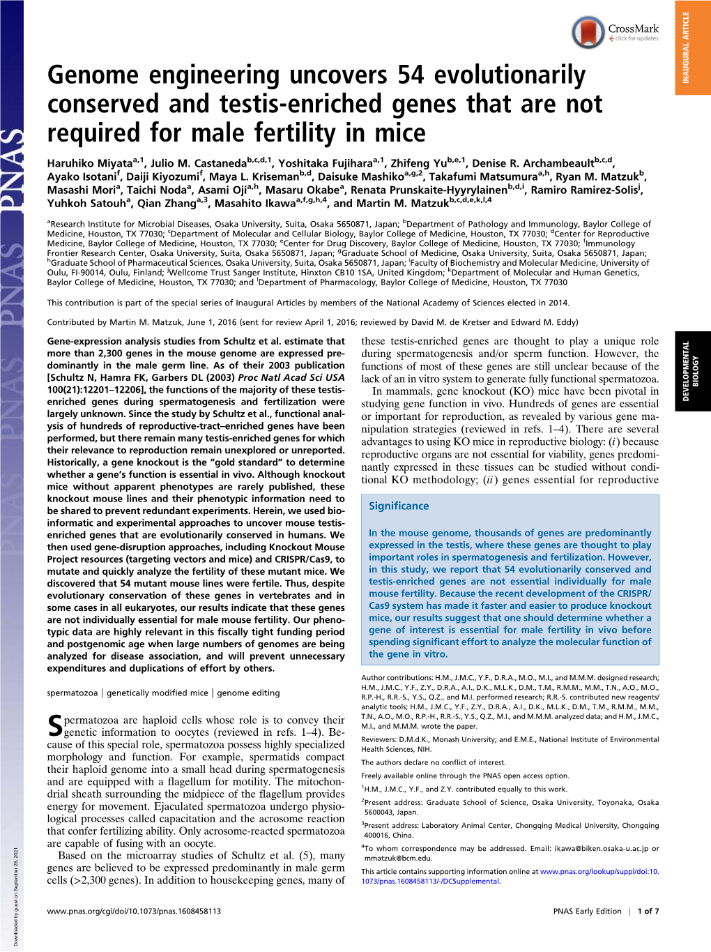 Genome Engineering Uncovers 54 Evolutionarily Conserved and Testis