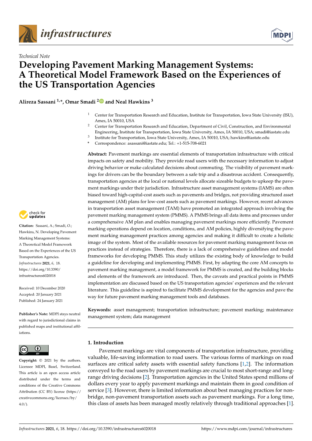 Developing Pavement Marking Management Systems: a Theoretical Model Framework Based on the Experiences of the US Transportation Agencies