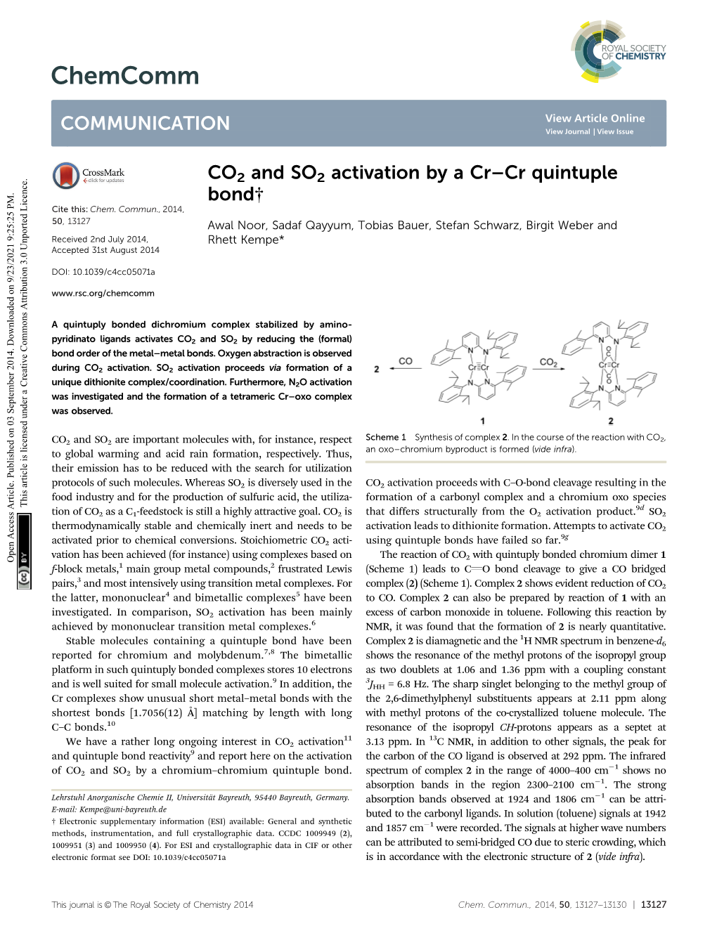 Cr Quintuple Bond† Cite This: Chem