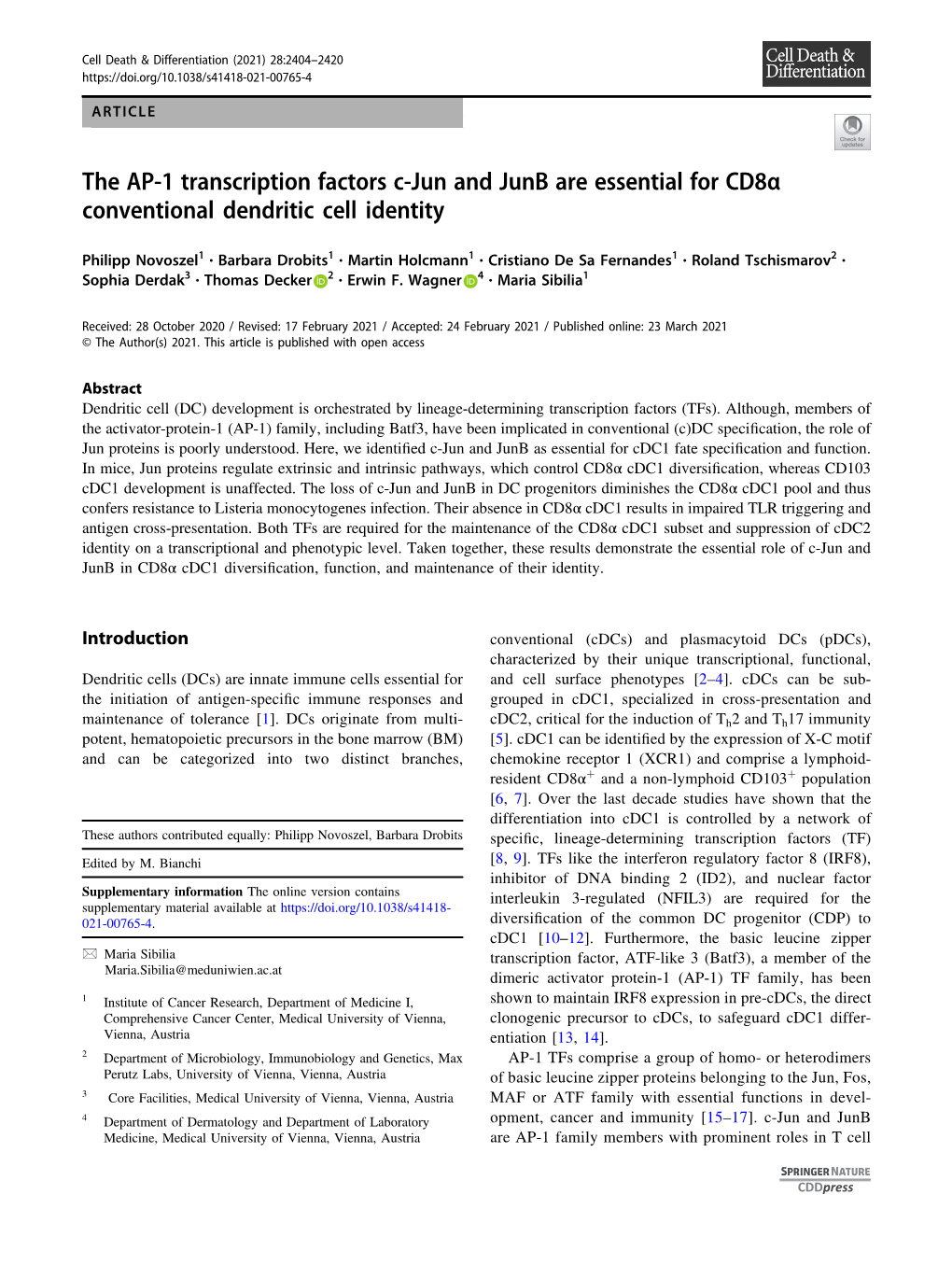 The AP-1 Transcription Factors C-Jun and Junb Are Essential for CD8Î