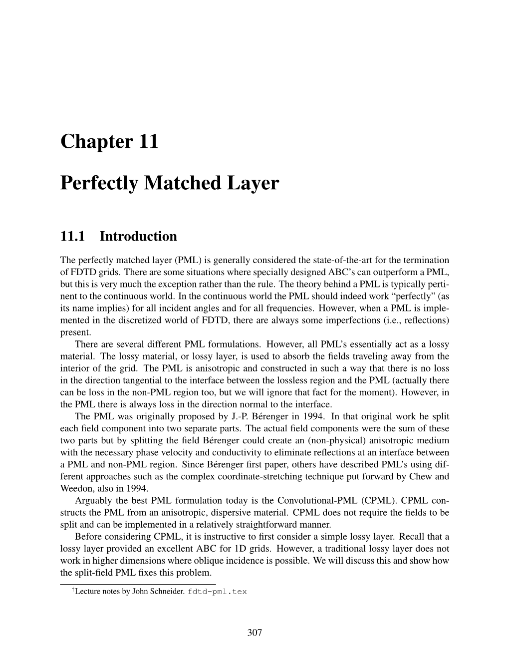 Chapter 11 Perfectly Matched Layer