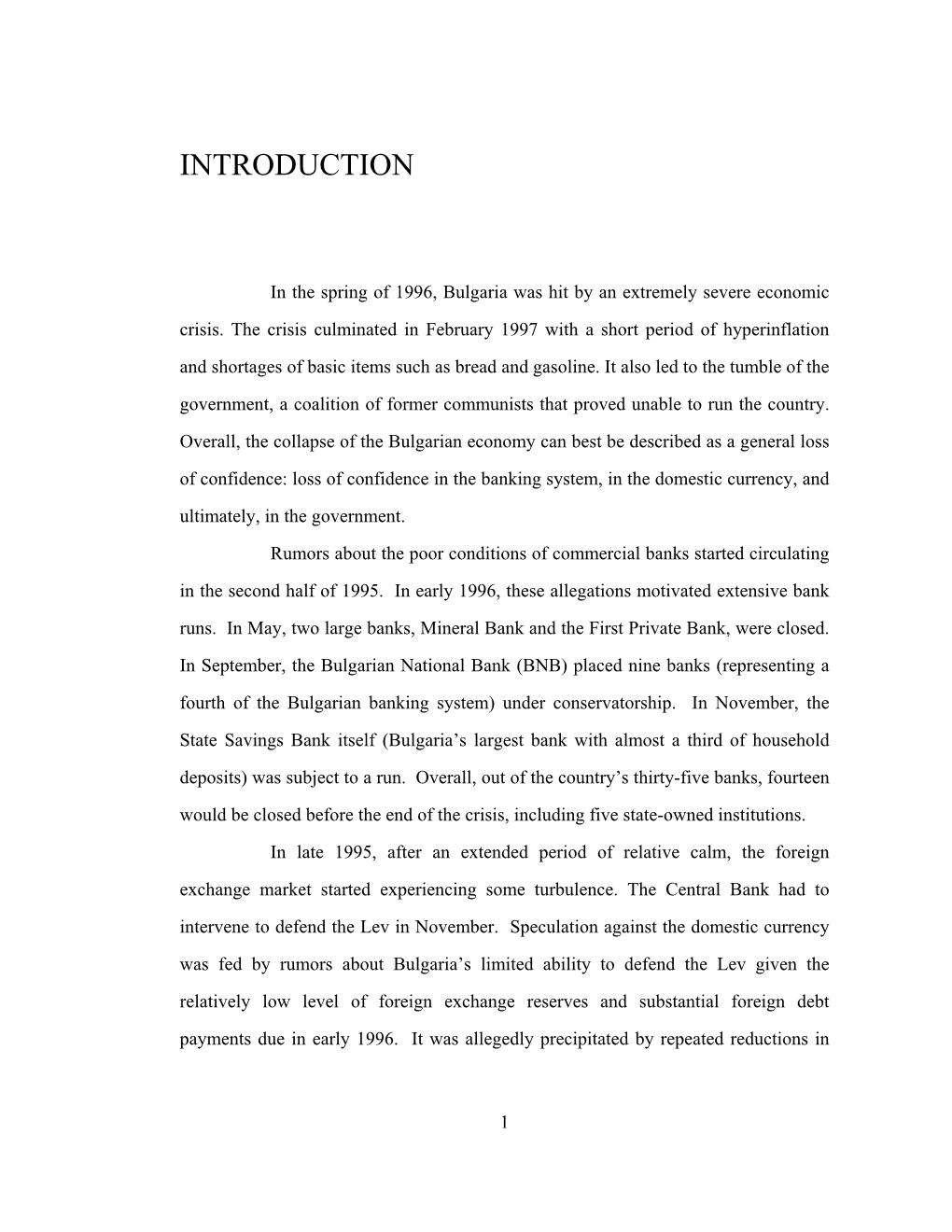 The 1996-97 Economic Crisis in Bulgaria