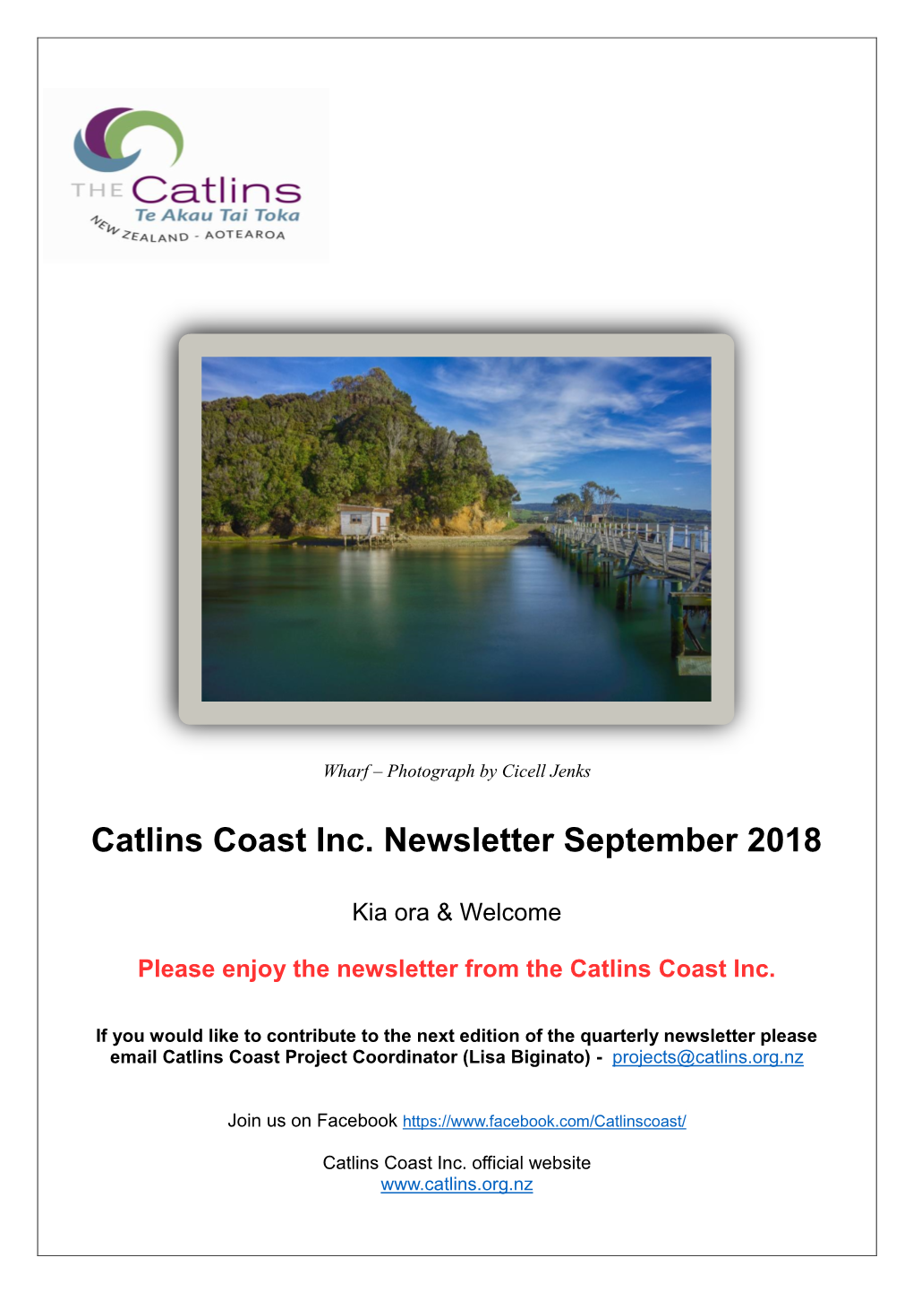 Catlins Coast Inc. Newsletter September 2018