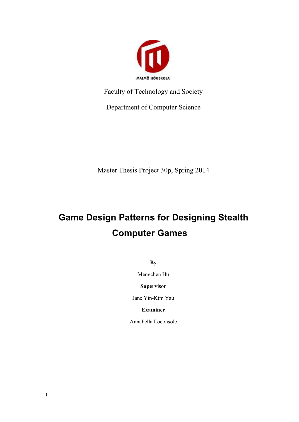 Design Patterns and Combination in Stealth Game