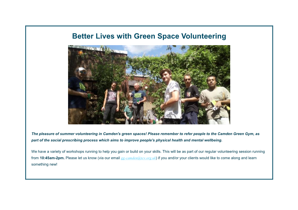 Better Lives with Green Space Volunteering
