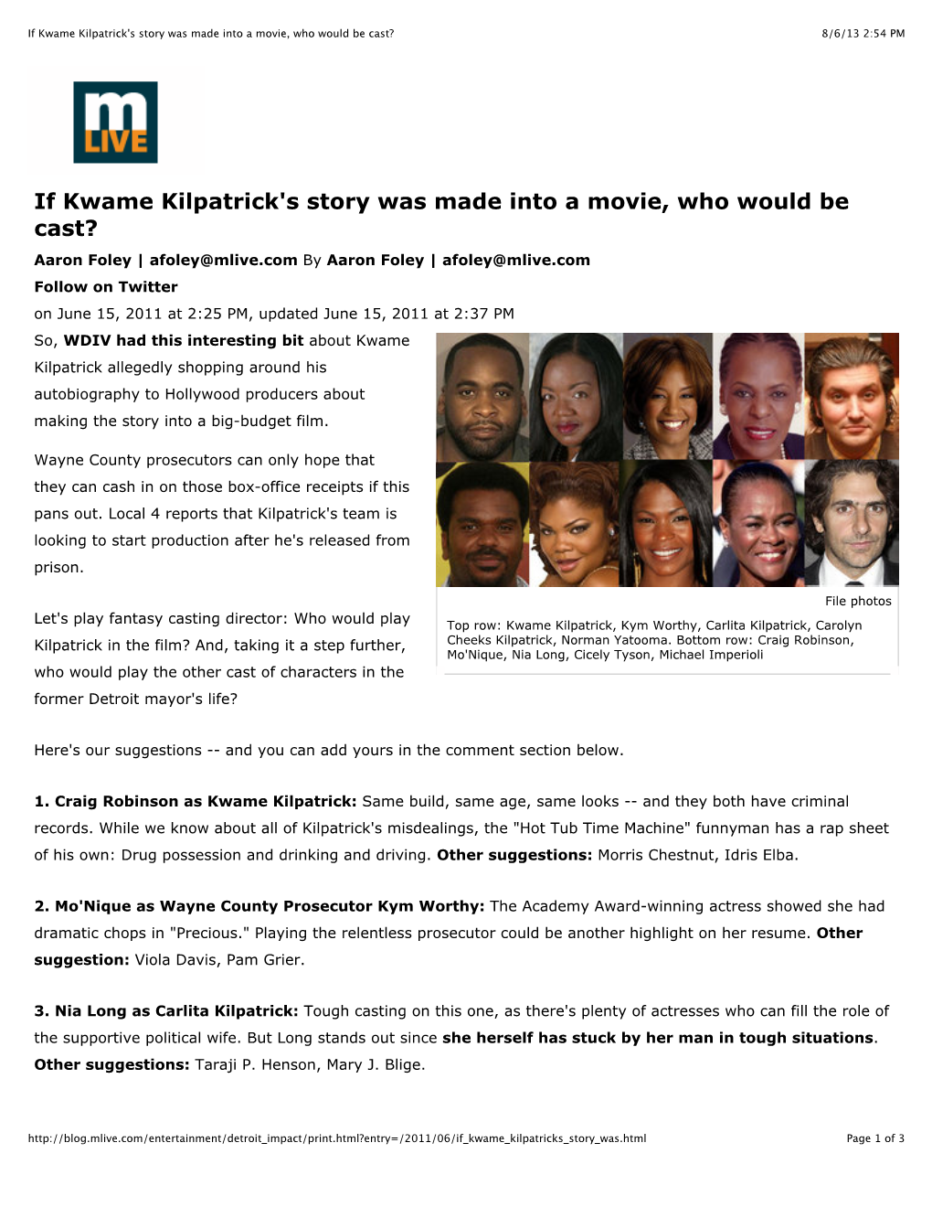 If Kwame Kilpatrick's Story Was Made Into a Movie, Who Would Be Cast? 8/6/13 2:54 PM