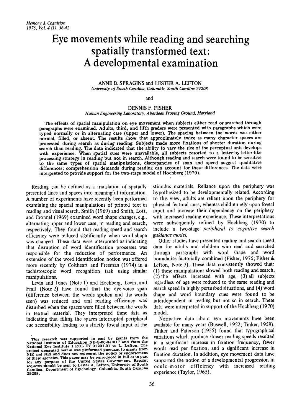 Eye Movements While Reading and Searching Spatially Transformed Text: a Developmental Examination