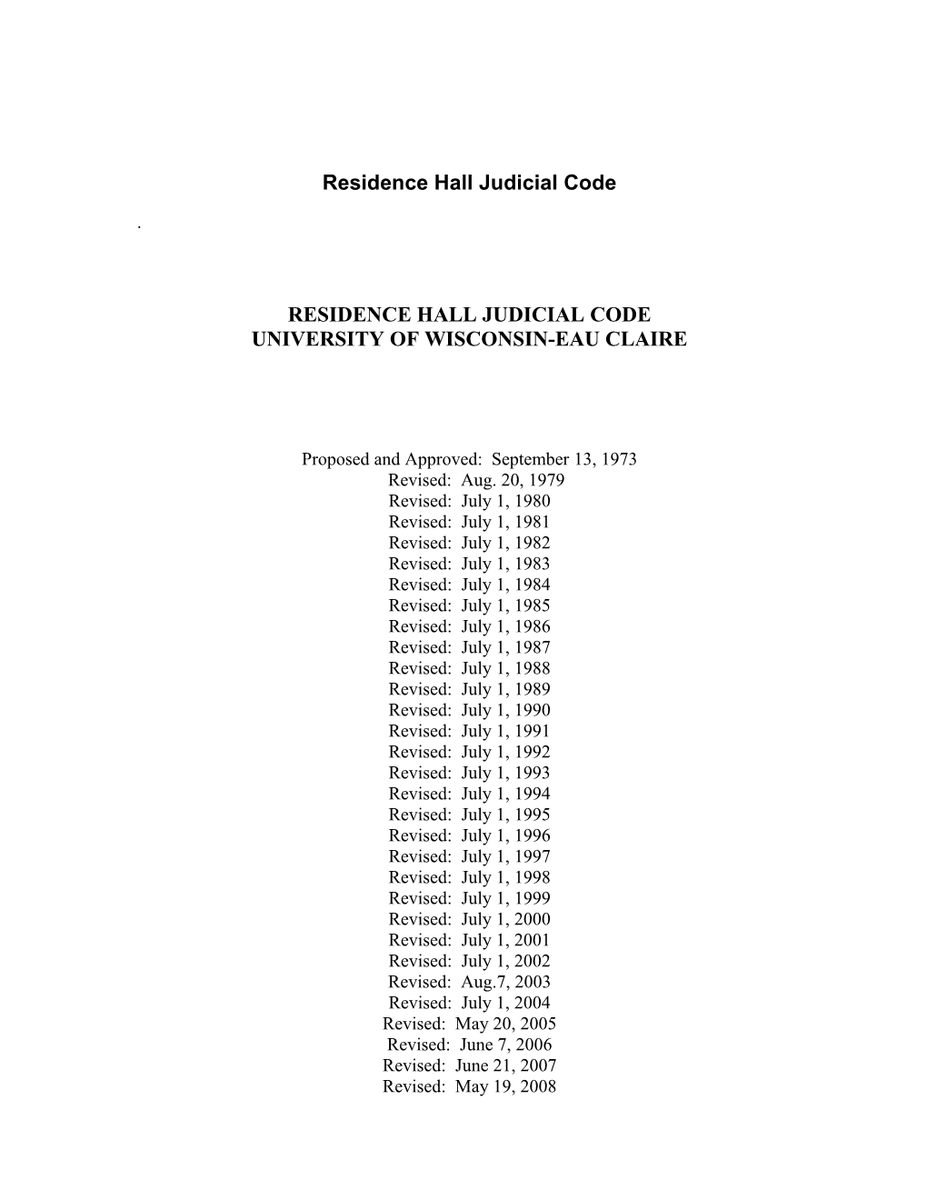 Residence Hall Judicial Code