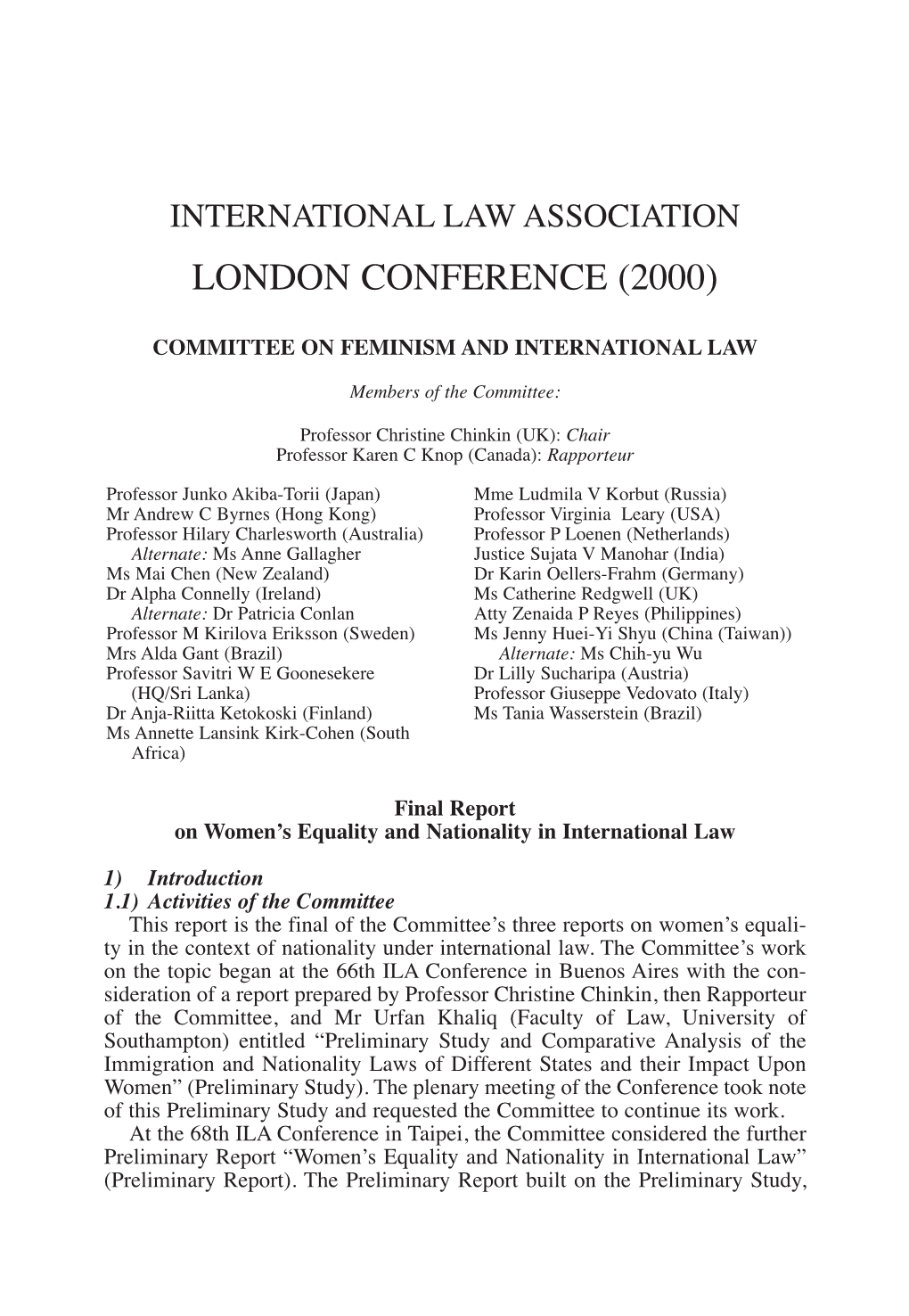 International Law Association London Conference (2000)