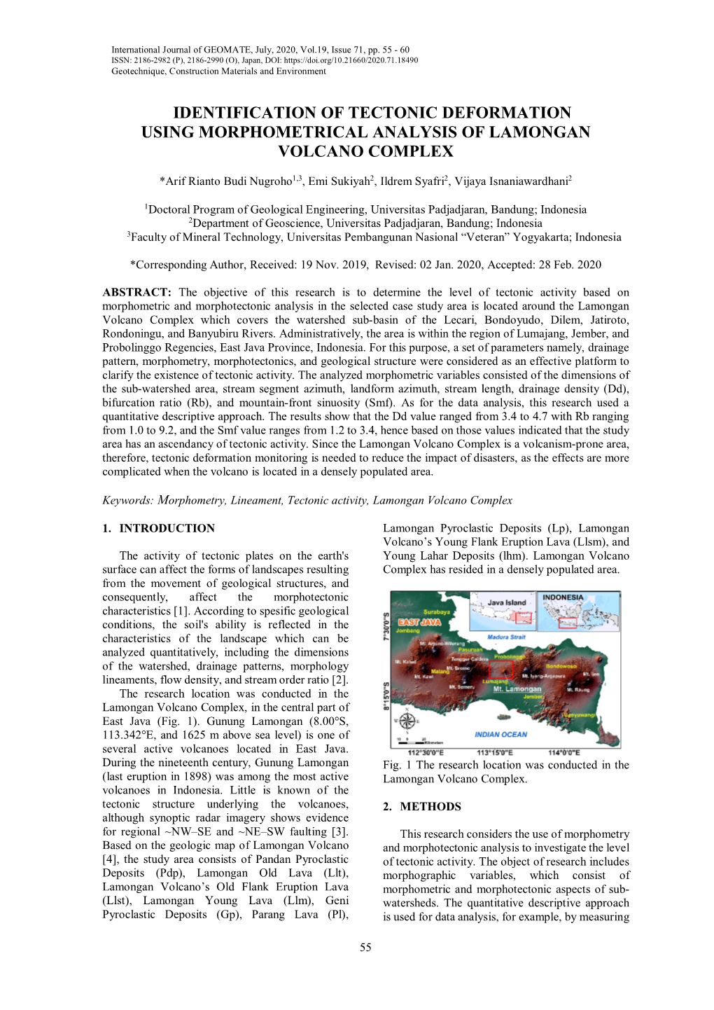 Identification of Tectonic Deformation Using Morphometrical Analysis of Lamongan Volcano Complex