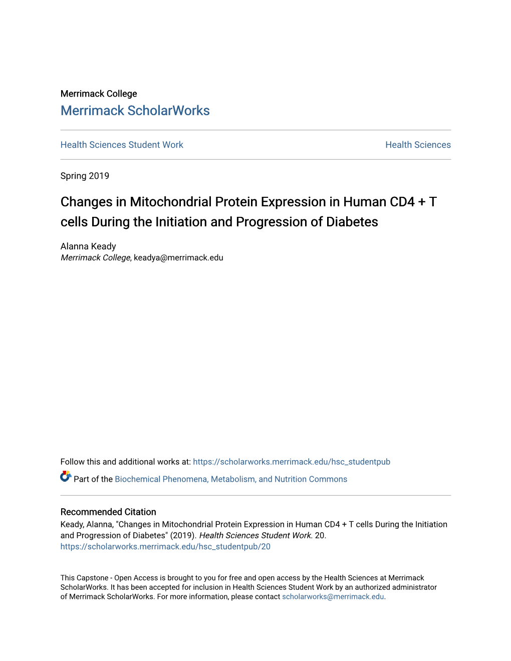 Changes in Mitochondrial Protein Expression in Human CD4 + T Cells During the Initiation and Progression of Diabetes