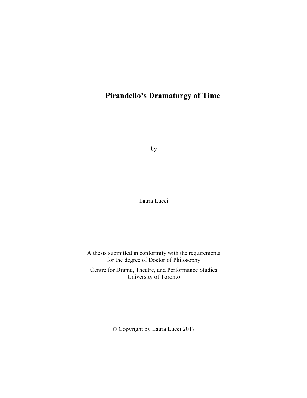 Pirandello's Dramaturgy of Time