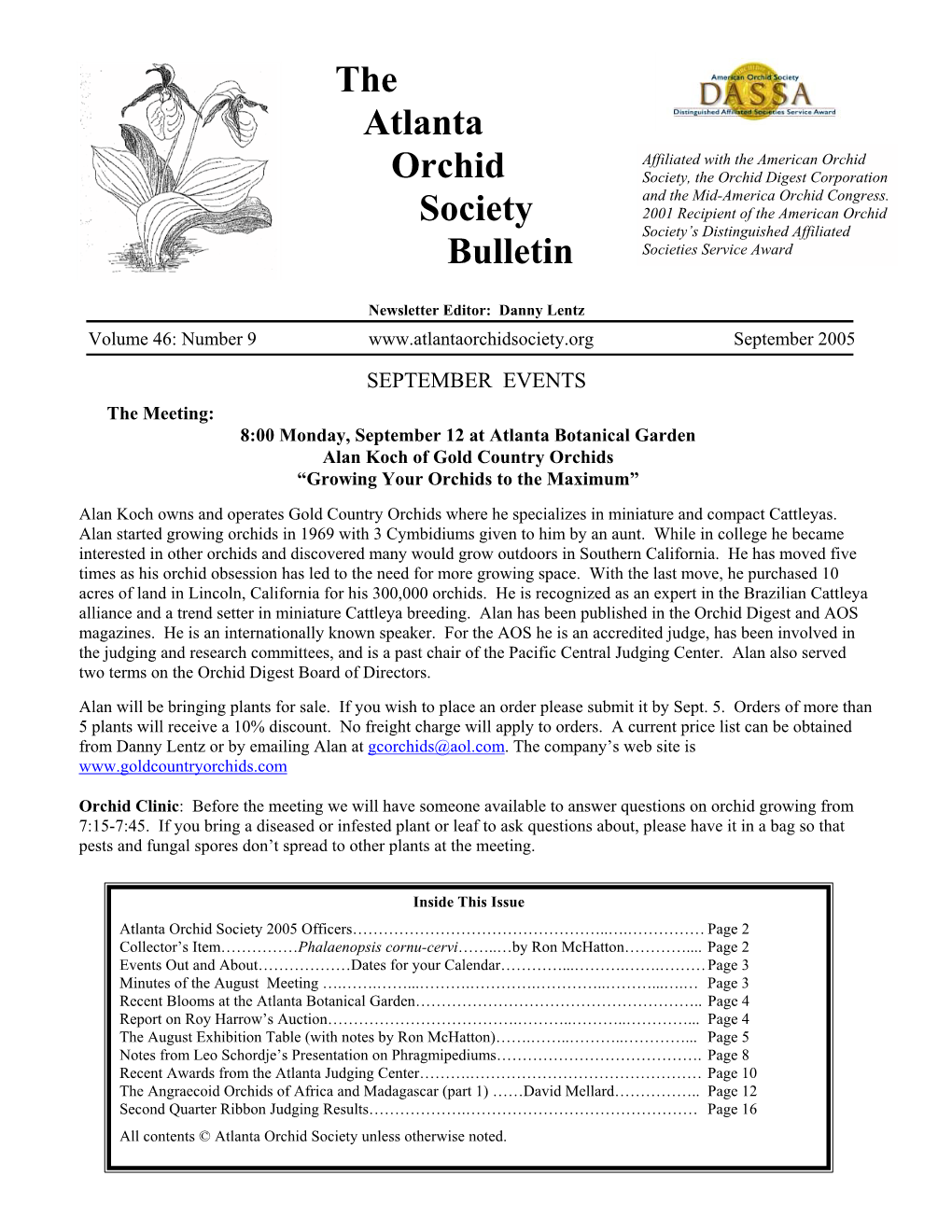 Atlanta Orchid Society Newsletter