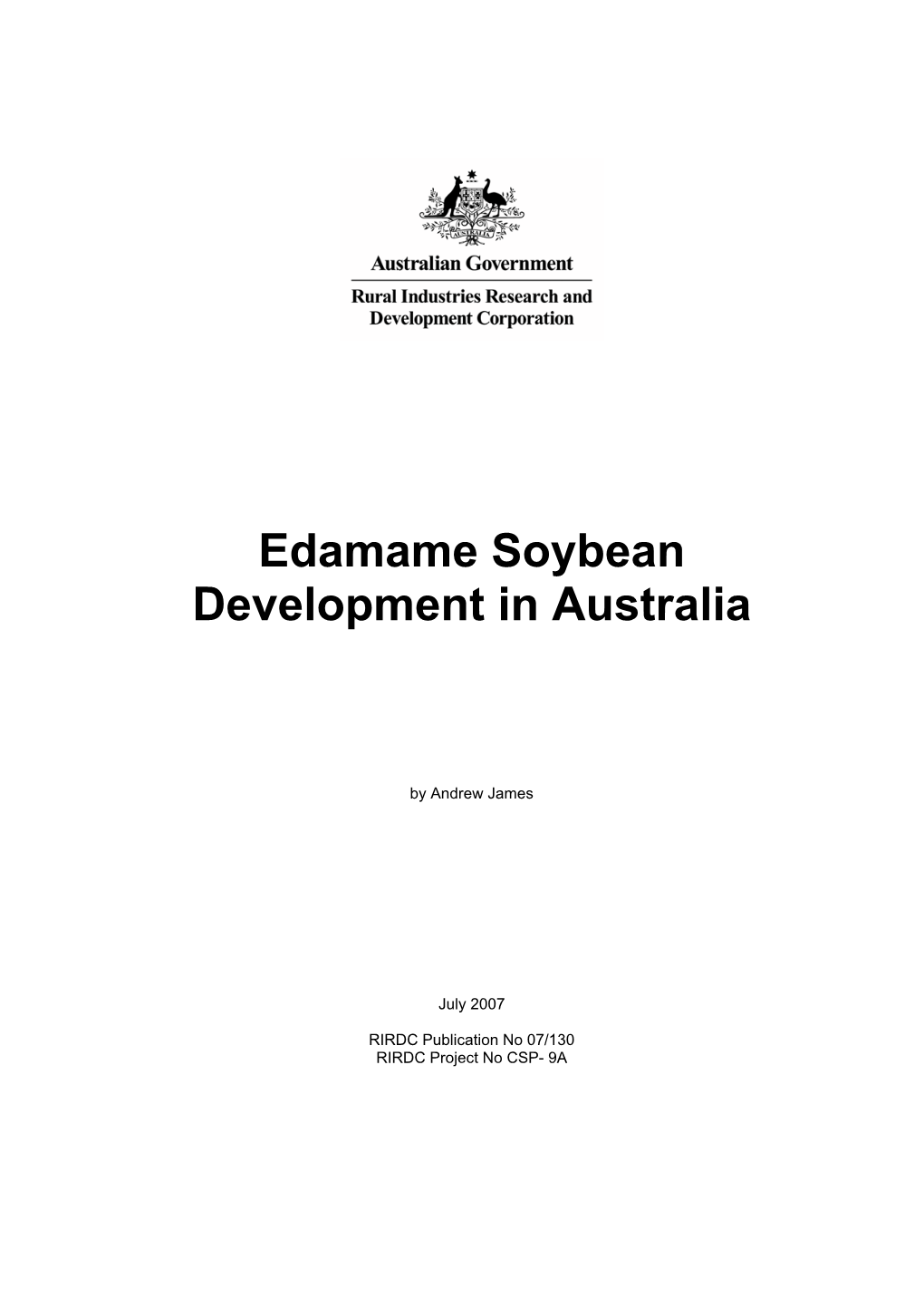 Edamame Soybean Development in Australia