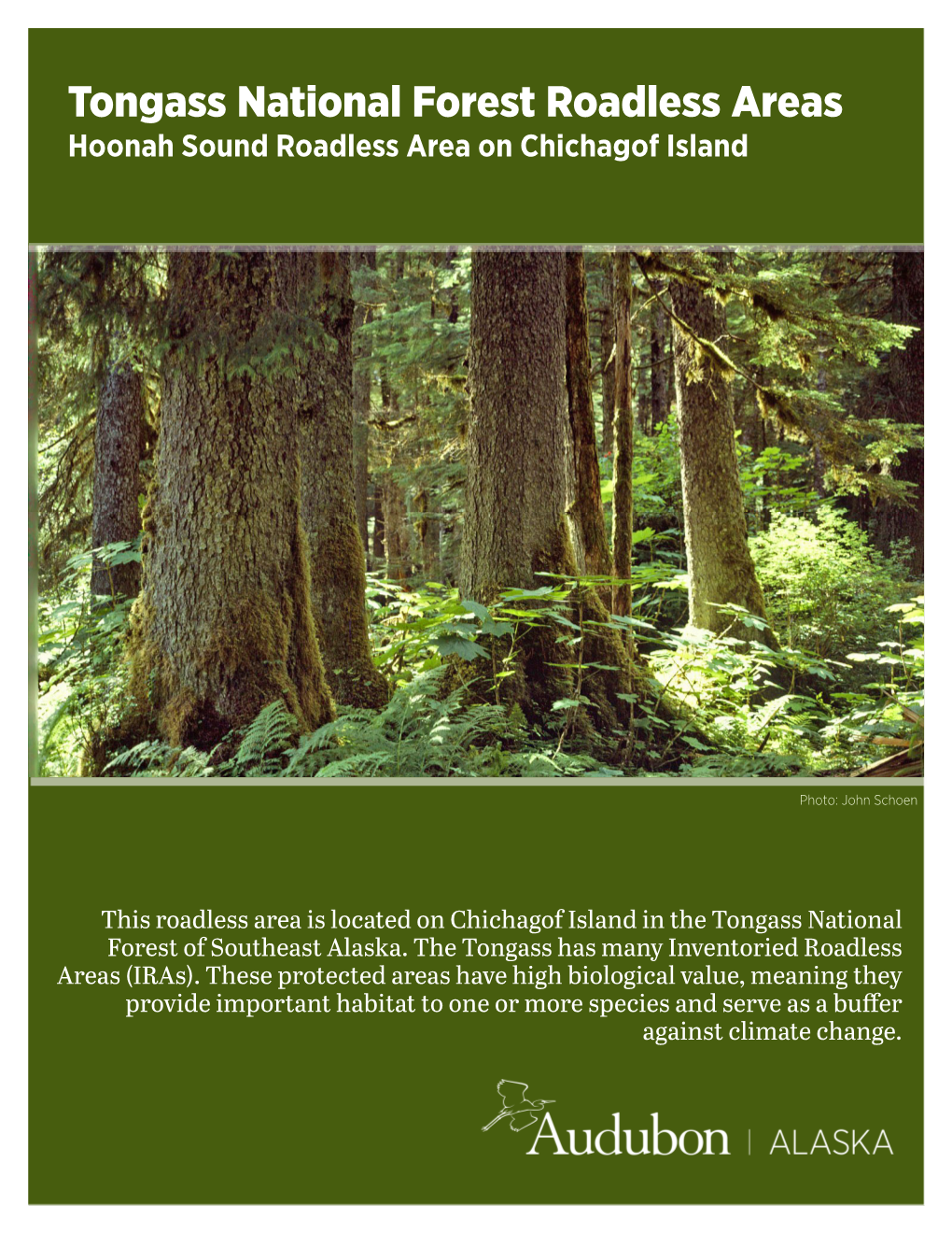 Tongass National Forest Roadless Areas Hoonah Sound Roadless Area on Chichagof Island