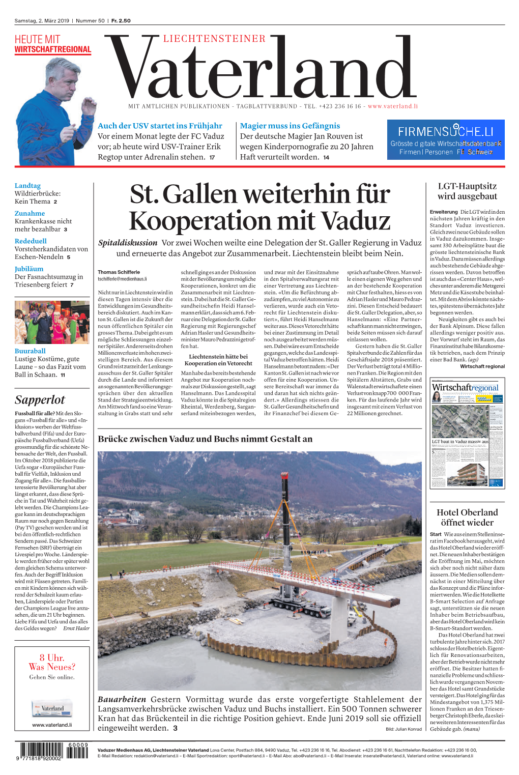 St.Gallen Weiterhin Für Kooperation Mit Vaduz