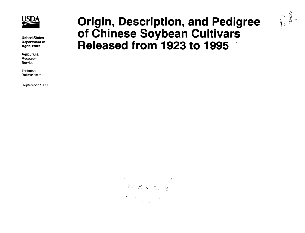 Origin, Description, and Pedigree ]^ of Chinese Soybean Cultivars