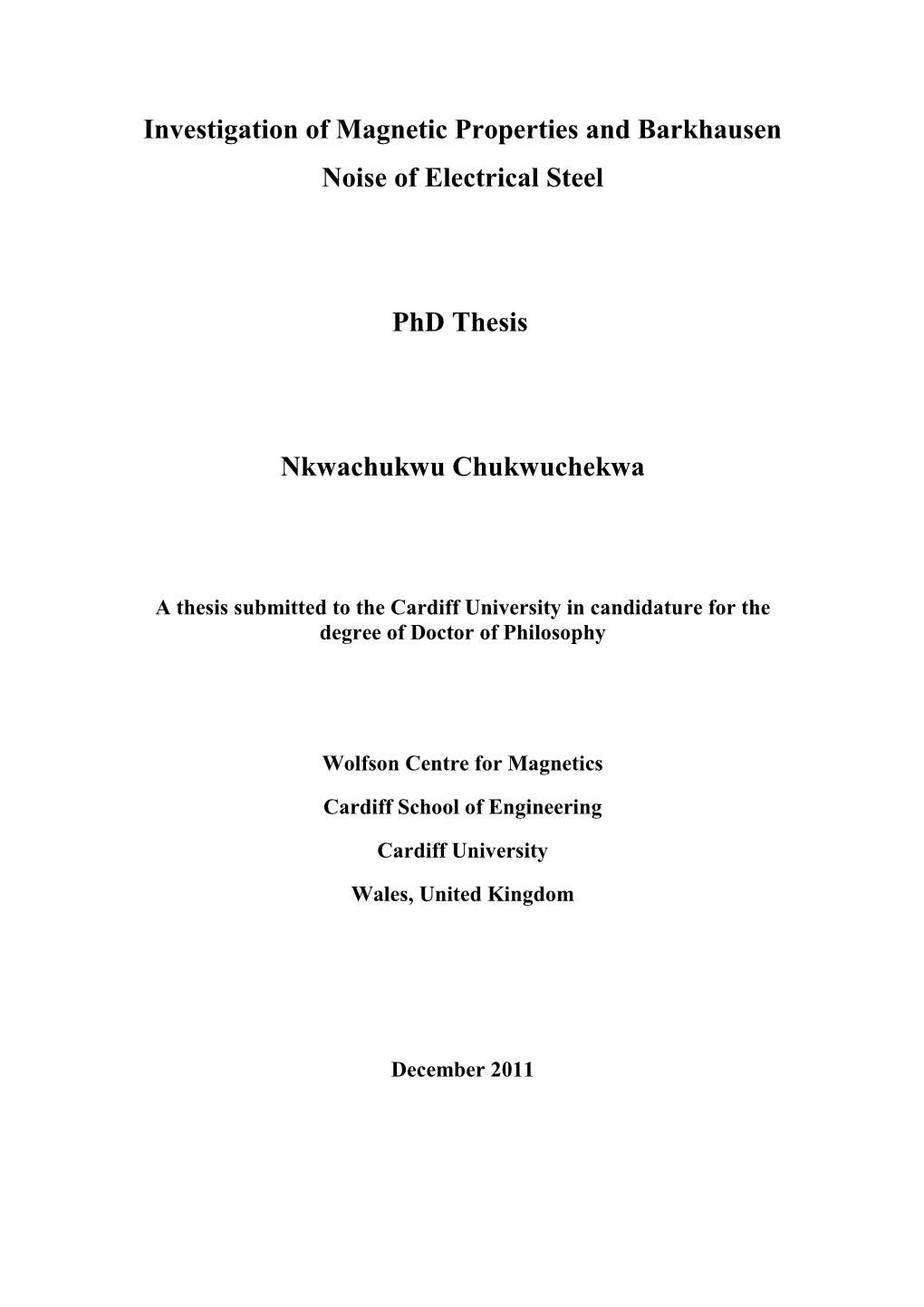 Investigation of Magnetic Properties and Barkhausen Noise of Electrical Steel