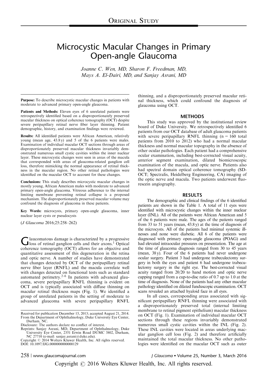 Microcystic Macular Changes in Primary Open-Angle Glaucoma