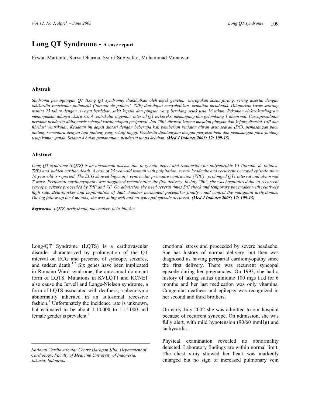 Long QT Syndrome 109