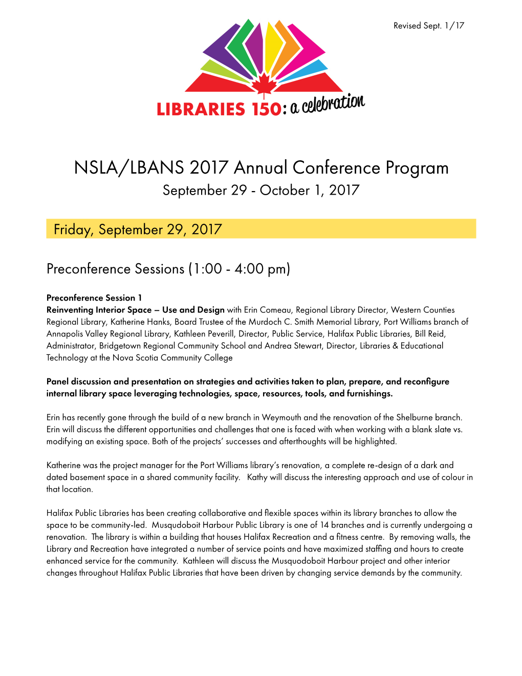 NSLA/LBANS Conference Sessions and Speakers