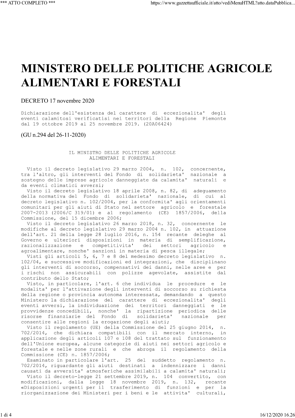 DECRETO 17 Novembre 2020