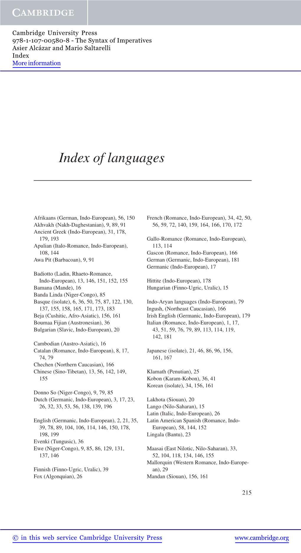 Index of Languages