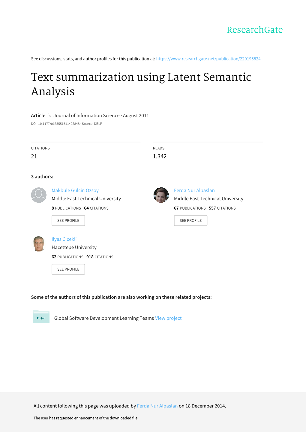 Text Summarization Using Latent Semantic Analysis