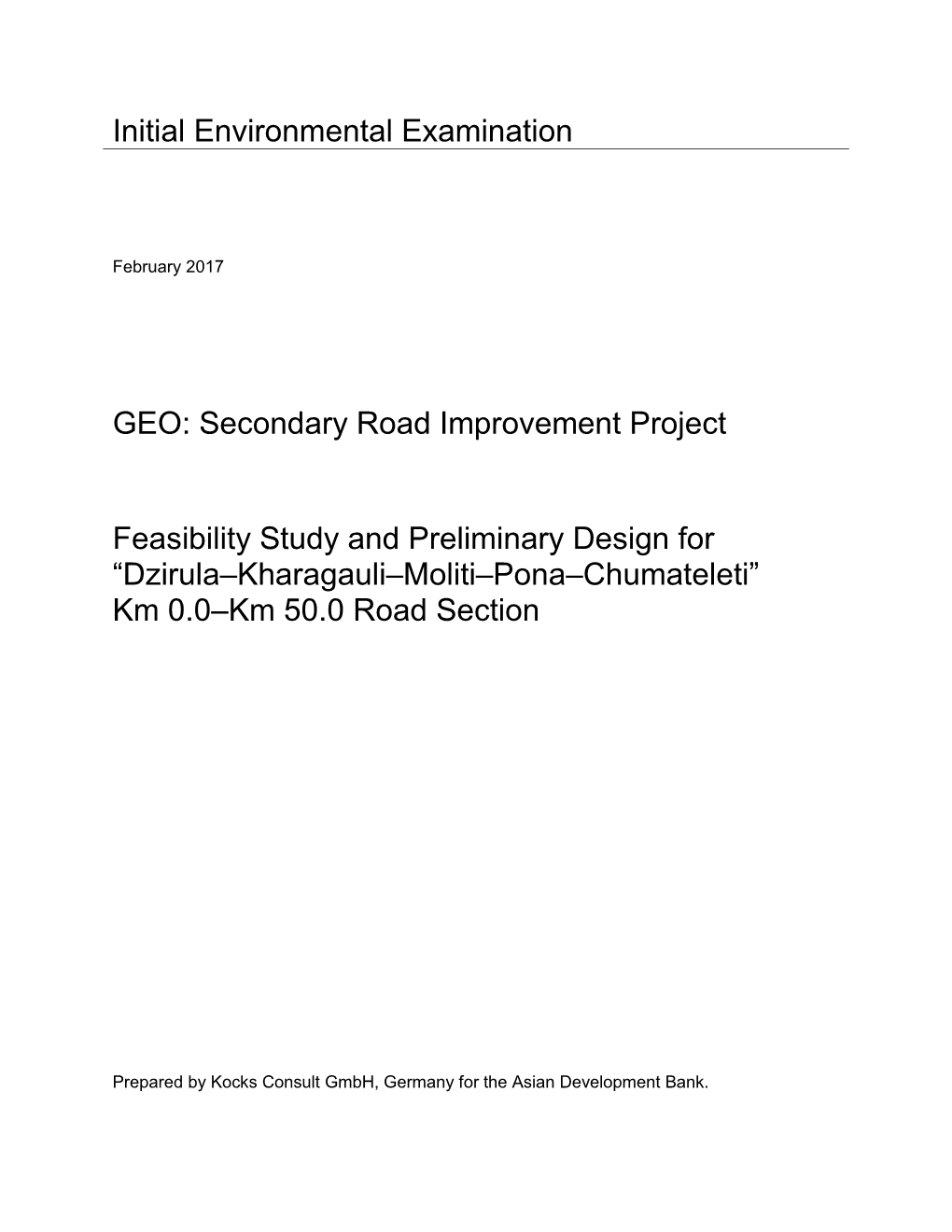 Initial Environmental Examination GEO: Secondary Road