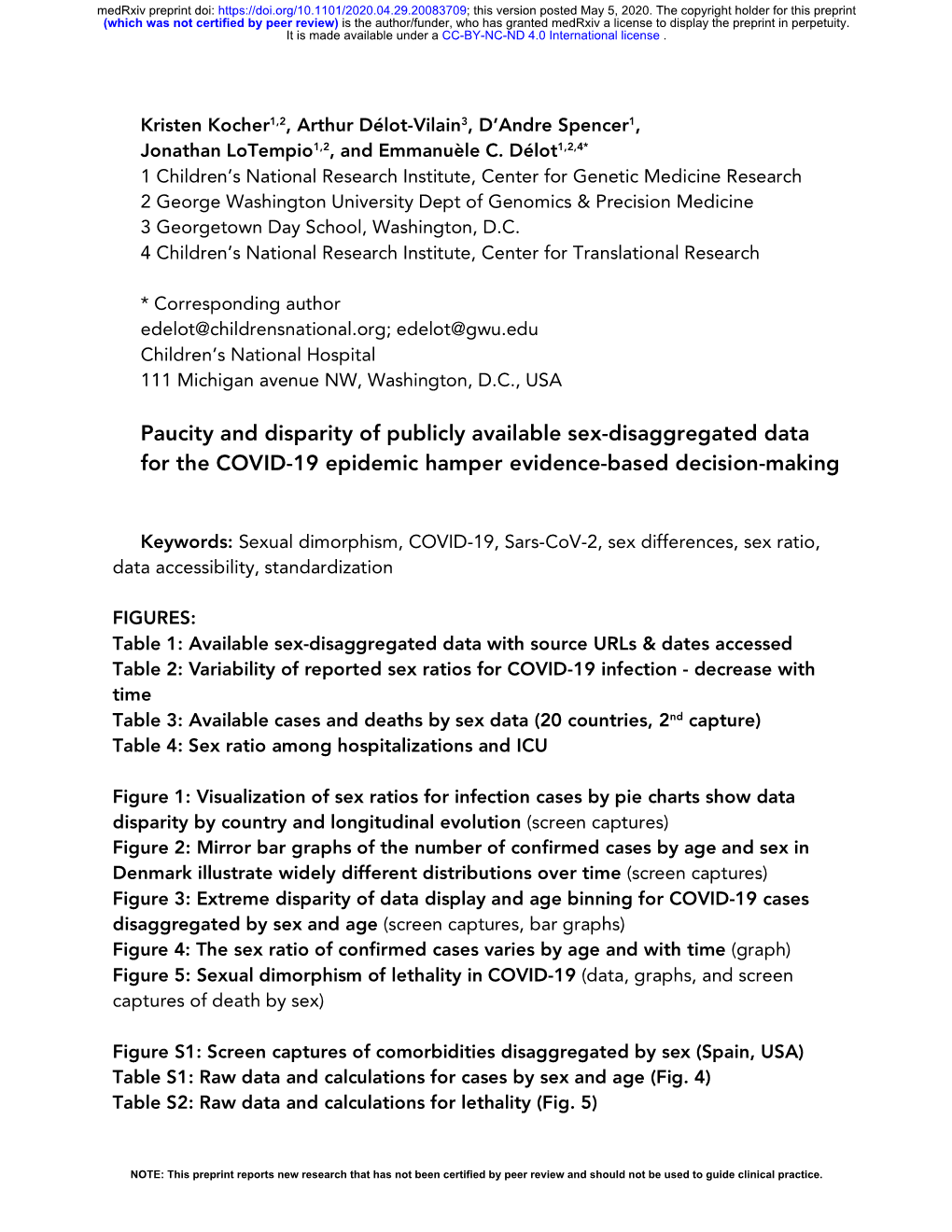 Paucity and Disparity of Publicly Available Sex-Disaggregated Data for the COVID-19 Epidemic Hamper Evidence-Based Decision-Making