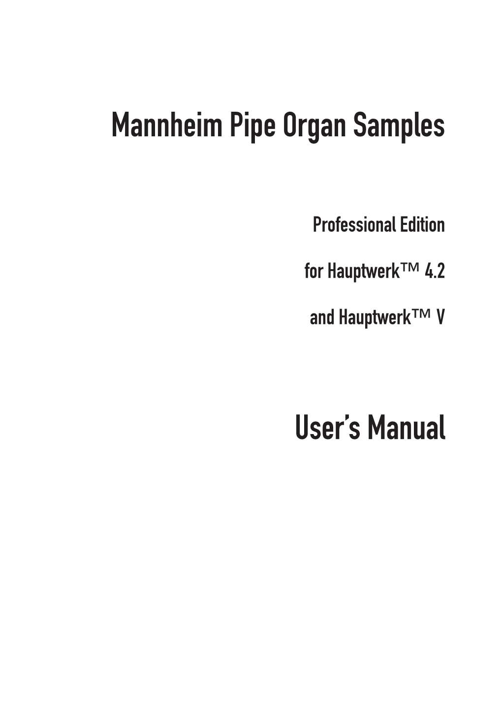 Mannheim Pipe Organ Samples User's Manual